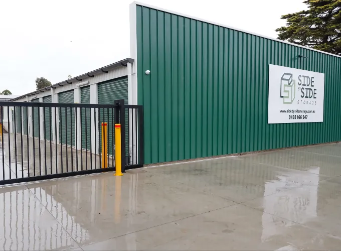 side by side storage front view of facility